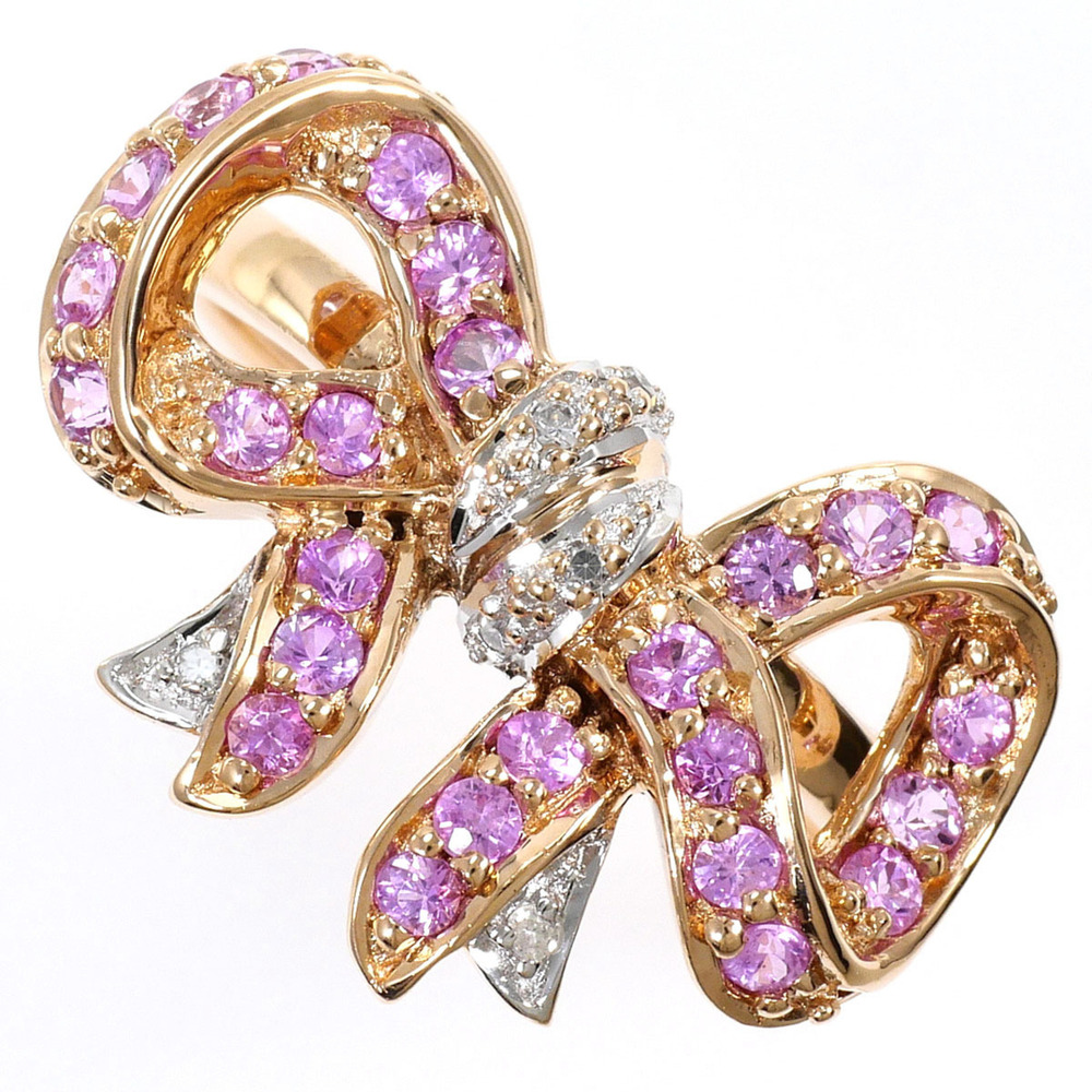 K10 10K PG Pink Gold Ring with Sapphire and Diamond (carat weight not stamped...